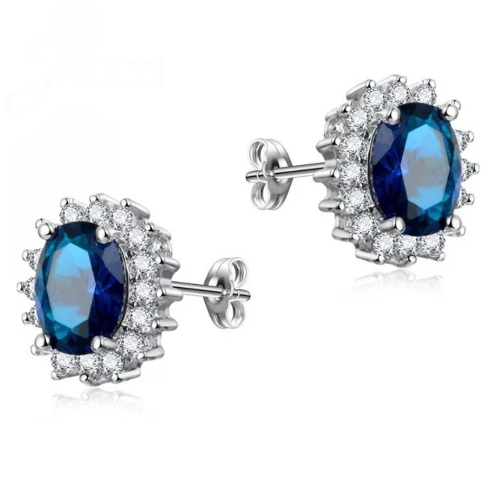 Sterling Silver Princess CZ Stud Earrings